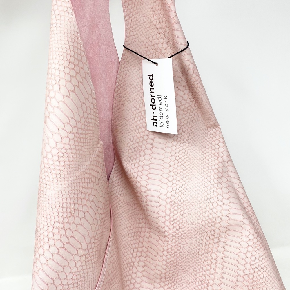 Ah-Dorned Blush Suede Python Reversible Hobo Sling - image 8